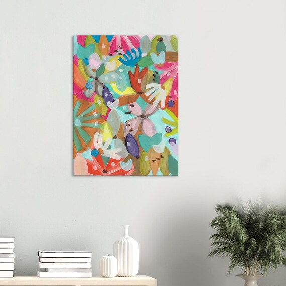 Floral Painting Canvas Print, Charming Wall Art, Decorative Flower Painting Canvas Print