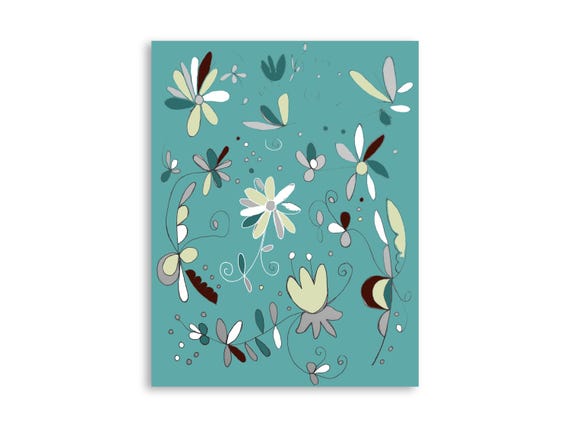 Printable floral wall art, decorative printable flower illustration art print, printable flowers art print