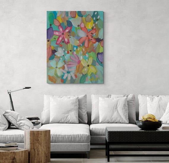 Printable Abstract Flowers Painting, Decorative wall art, Colorful Artwork (Digital Download)