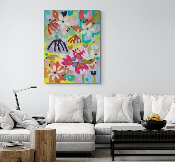 Floral Painting Canvas Print, Charming Wall Art, Decorative Flower Painting Canvas Print