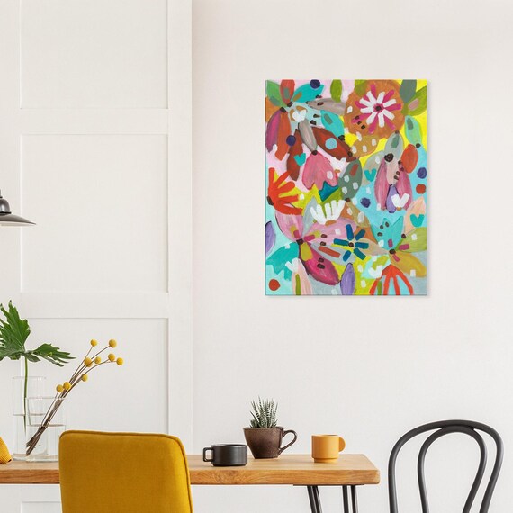 Floral Painting Canvas Print, Charming Wall Art, Decorative Flower Painting Canvas Print