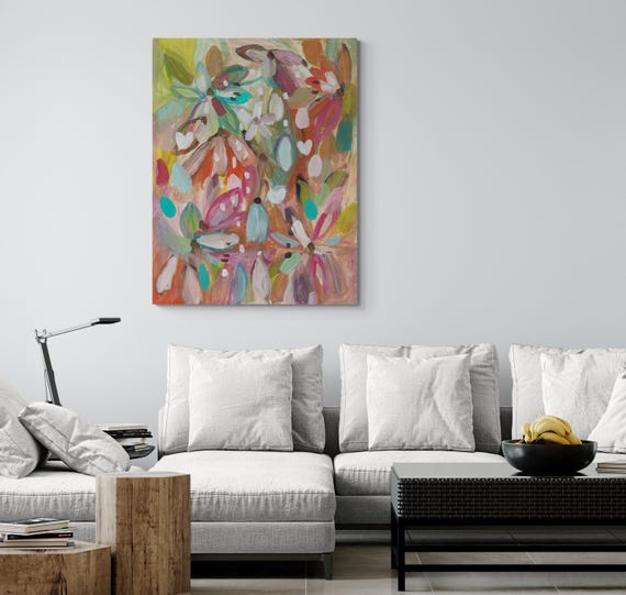 Printable Abstract Flowers Painting, Decorative wall art, Colorful Artwork (Digital Download)