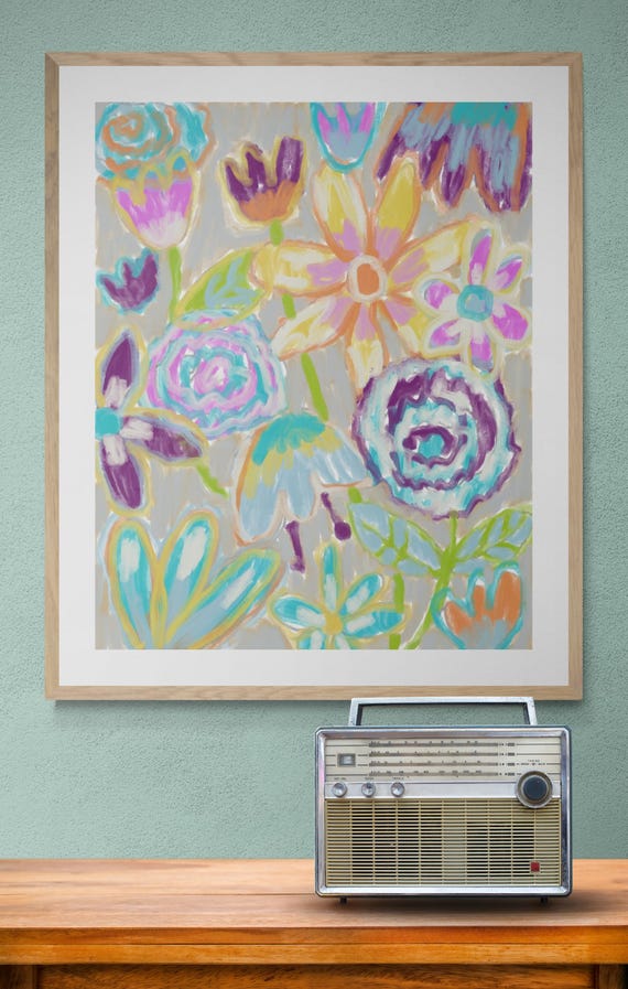 Printable Abstract Flowers Painting Wall Art, Colorful Floral Decorative Art, (Digital Download)