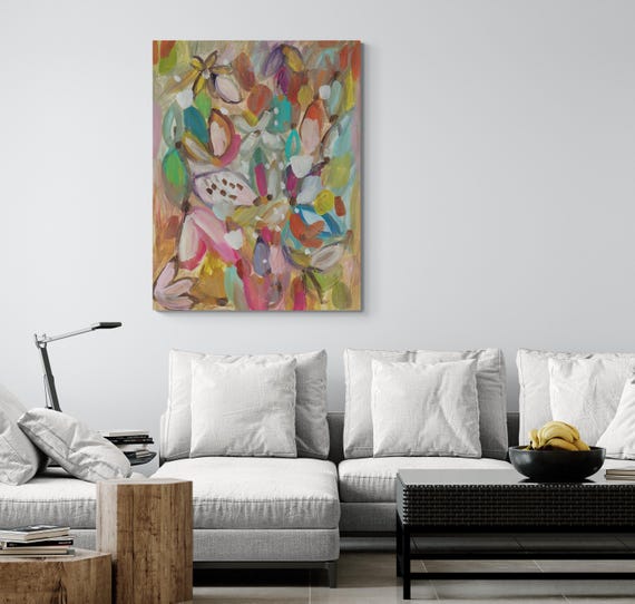 Printable Abstract Flowers Painting, Decorative wall art, Colorful Artwork (Digital Download)