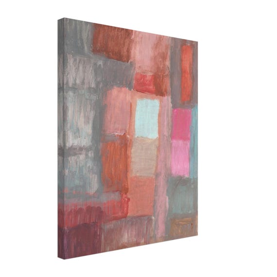 16'' x 20'' Pink Abstract Acrylic Painting Canvas Print, Modern Wall Art