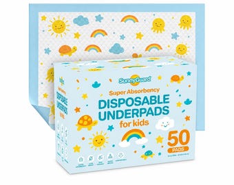 Cambiadores desechables SunnyGuard para bebés, 33 x 46 cm, paquete de 50 unidades, súper absorbentes (para viajes y guardería).