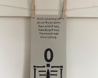 Kurt Vonnegut, Block Print, Folk Art, Linocut, Handprinted, Slaughterhouse-Five Quote, Book Quotes, Memento Mori