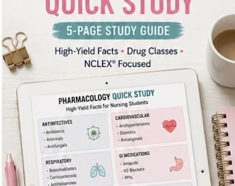 Pharmakologie-Kurzleitfaden | 5-seitiger Spickzettel für Pflegekräfte | NCLEX®-Medikamentenübersicht (PDF)