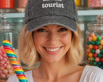 Gorra estilo vintage con bordado "Snack Tourist", regalo divertido para amantes de los snacks, gorra para aficionados a la comida, gorra de sarga de algodón desgastada.