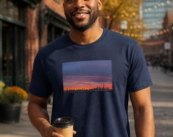 Camiseta con el horizonte de Toronto al amanecer, fotografía original, Ontario, Canadá.
