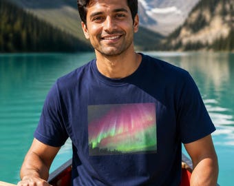 Camiseta con fotografía de auroras boreales, camiseta de aurora boreal de Yellowknife, Canadá (unisex)