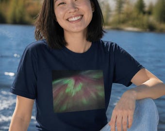 Camiseta de auroras boreales de verano, camiseta de fotografía del cielo nocturno, camiseta de Yellowknife Canadá, camiseta de cielo estrellado