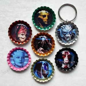 Mass Effect Character Keychain • Choose your Favorite • Garrus, Tali, Thane, Kaidan, Liara, Mordin, Legion, Female Shepard, Wrex, & More