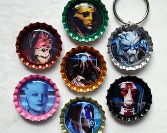 Mass Effect Character Keychain • Choose your Favorite • Garrus, Tali, Thane, Kaidan, Liara, Mordin, Legion, Female Shepard, Wrex, & More