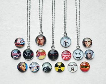 Video Game Pendant Necklace • Small 1/2 Inch Image • Stainless Steel Chain • Choose Any Image In Shop • Custom Options Available