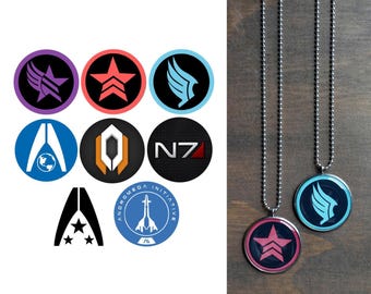 Mass Effect Symbol Necklace • Cerberus, N7, Paragon, Renegade, Paragade, Systems Alliance, Andromeda • Mass Effect Trilogy • ME2, ME3