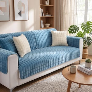 Plysch sofföverdrag soffkuddeskydd tvättbart möbelöverdrag halkfritt sektionsfåtölj pläd varm vardagsrums loveseat-dyna