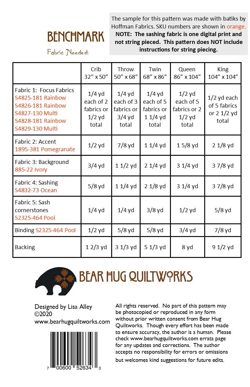 Benchmark Quilt Pattern - Etsy