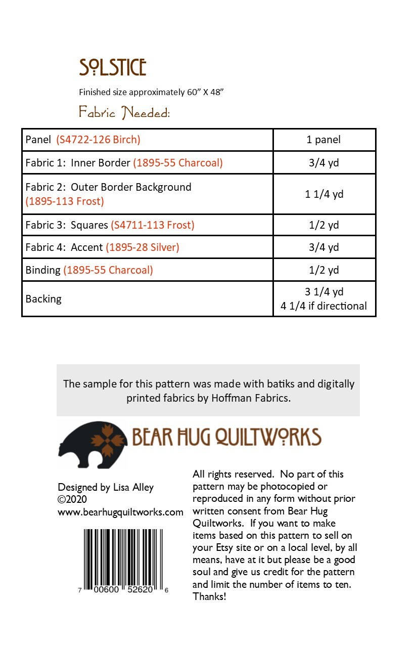 Solstice Quilt Pattern Etsy