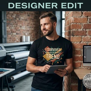 I Survived Print on Demand Trend Tee | Bauhaus Geometric Graphic Top