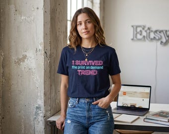 Cyberpunk Neon Sign T-Shirt, Print on Demand Trend Survivor Tee (Unisex)