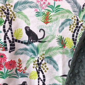 Tropical Jungle Lovey: Organic Cotton and Minky Security Blanket for Baby