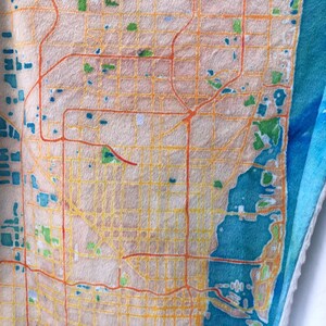 Lovey: MIAMI FL map. Small minky security blanket for baby or toddler. 17 by 17 inches. Florida watercolor map home decor. Baby shower gift.