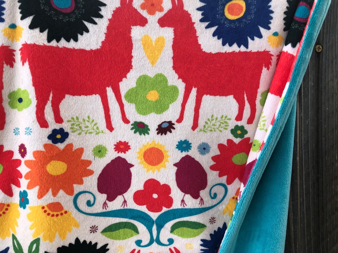 LLAMA Minky Blanket or Lovey Baby Blanket Minky and Faux Fur Throw