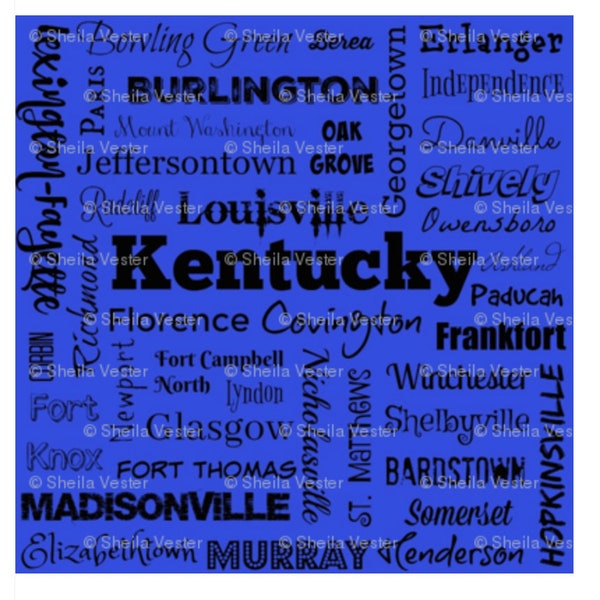 KENTUCKY Cities fabric - ready to ship - fat quarters - high quality cotton - great for face masks/covers, quilts, pillows, sewing