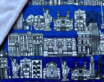 Lovey: NEW YORK CITY. Small minky security blanket for baby or toddler, lovie. 18 by 17 inches. nyc keepsake, home decor, baby shower gift.