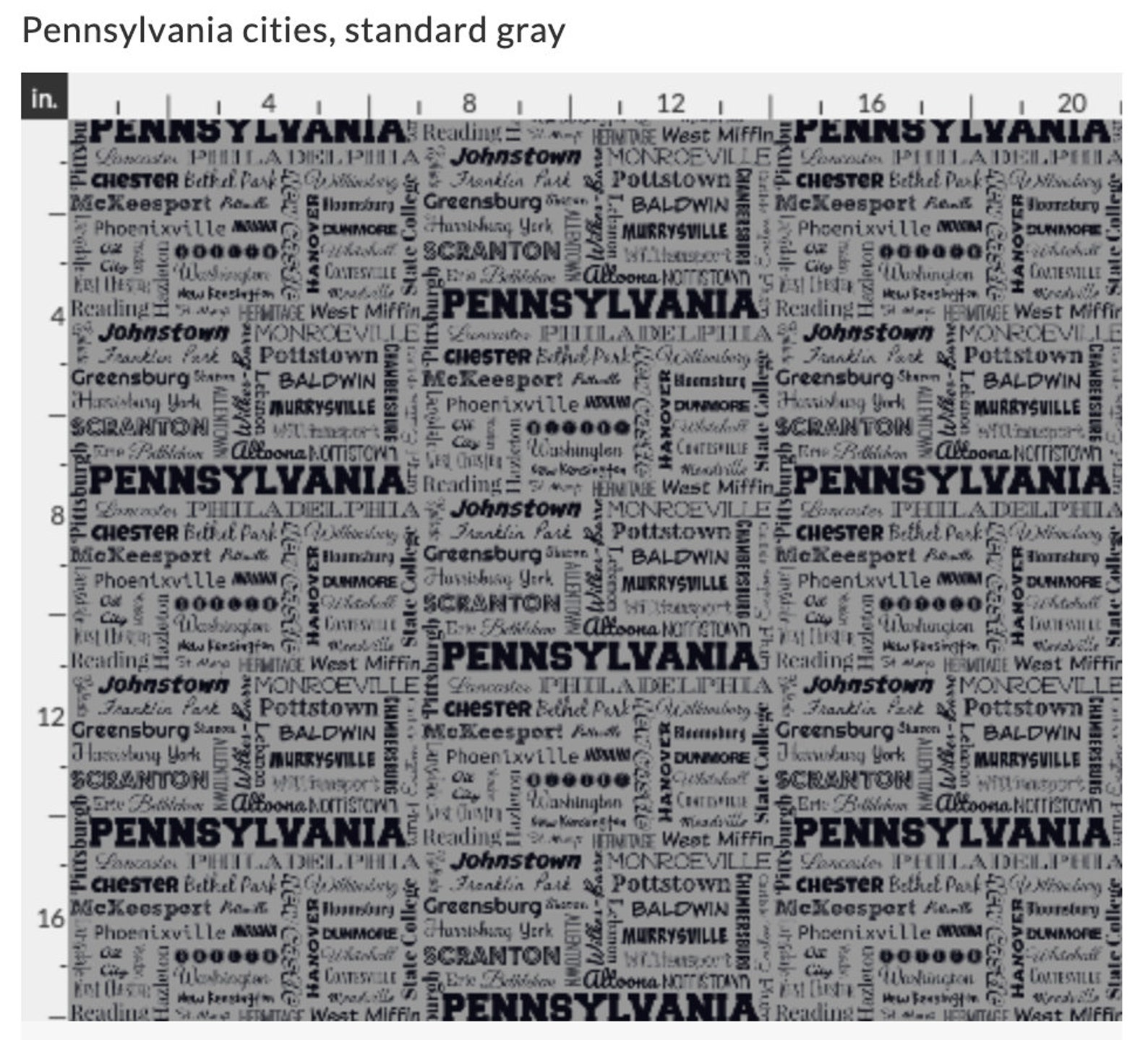 PENNSYLVANIA Cities fabric yardage PA typography fabric by Etsy