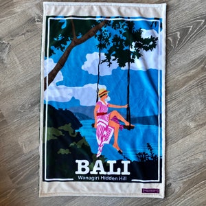 Lovey: BALI Indonesia. Indonesian minky lovey. Small security blanket. 17 by 26 inch. Balinese baby gift, home decor. Wanagiri Hidden Hill.