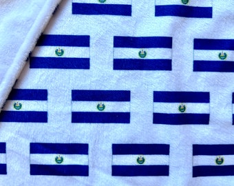 Lovey: EL SALVADOR Flag. Small minky security blanket for baby or toddler. 17 by 17 inch. Salvadoran keepsake, home decor. Ready to ship.