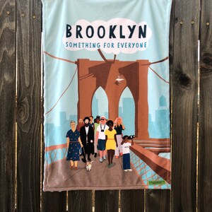 Lovey: BROOKLYN NY. Small minky security blanket for baby or toddler. 17 by 26 inches. New York City keepsake, souvenir, baby shower gift.