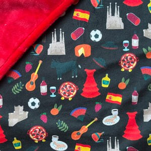 SPAIN minky lovey. Small security blanket for baby or toddler. 17 by 17 inches. Spanish baby shower gift. Home decor.