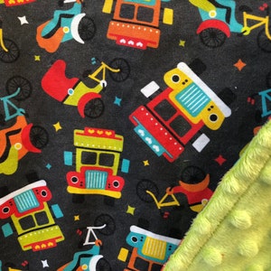 INDIA lovey. Small cotton and minky security blanket for baby or toddler. 17 by 15 inch. Indian bus and rickshaw keepsake, decor, or gift.