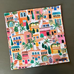 Lovey blanket: ITALY. Italian villa minky lovie. Small security blanket for baby or toddler. 17.5 by 17 inch. Baby shower gift. Home decor.