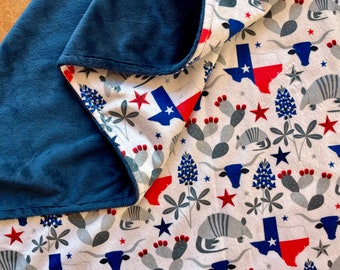 TEXAS Toddler Blanket. TX minky blanket. 36 x 52 inch. Texan baby shower gift or home decor.