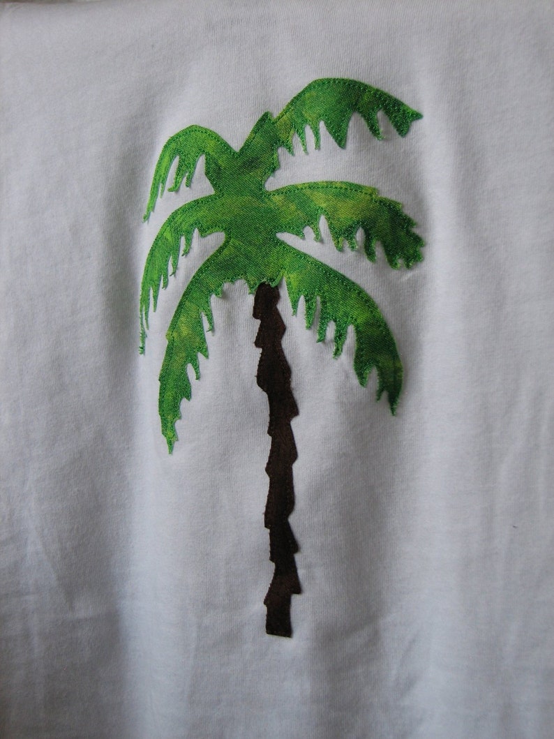 Palm Tree Applique Tee Long Sleeve Ready To Ship In Size S Etsy