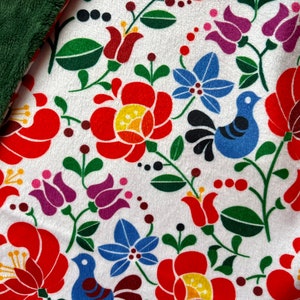 HUNGARIAN floral minky toddler blanket. Hungary souvenir, keepsake, home decor.