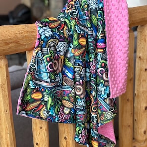 Baby Blanket: EL SALVADOR. 35.5 by 36 inches. Salvadoran keepsake, home decor, baby shower gift. Ready to ship.