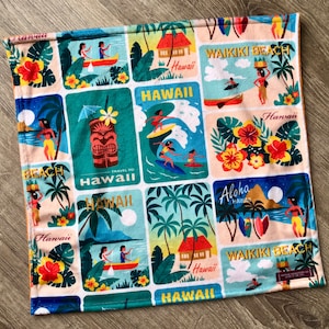 HAWAII minky blanket or lovey. Hawaiian baby blanket, gift, decor. Minky and faux fur throw blanket. Aloha, Waikiki Beach baby shower gift