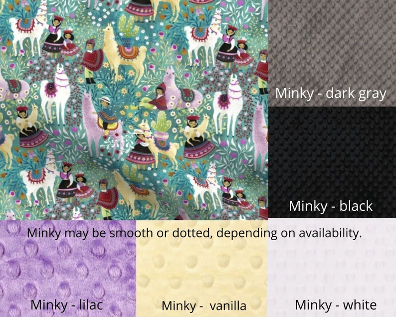 PERU minky blanket or lovey. Peruvian baby blanket. Minky and faux fur adult throw blanket. Baby shower gift. Decor. Made to order. image 9