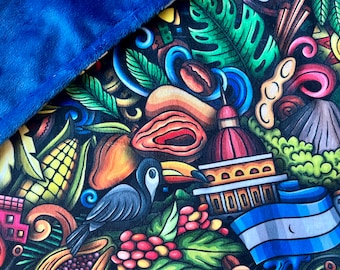Nicaragua Minky Lovey or Blanket: Colorful Baby Security Blanket, Child or Adult Travel Throw