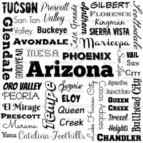 ARIZONA Cities fabric - ready to ship - fat quarters - high quality cotton - great for face masks/covers, quilts, pillows, sewing