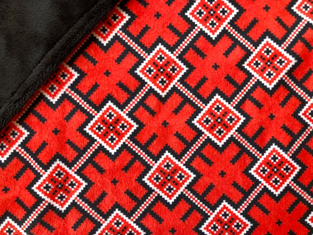 ETHNO SLAVIC Minky Blanket or Lovey. Adult Throw Blanket. Baby Blanket