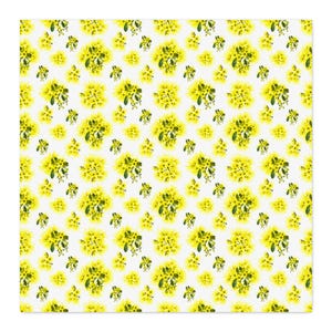 Gold Gum Flower Floral Pattern Fabric | Cotton Twill