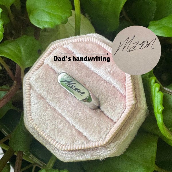 Engraved custom ring, wedding gift, maiden name, handwriting