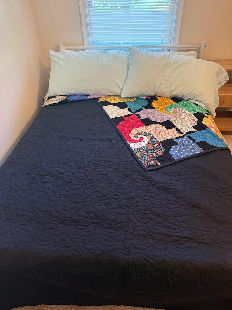 Cats Handmade Quilt | Colorful Cat Patchwork Quilt | Large Reversible ...