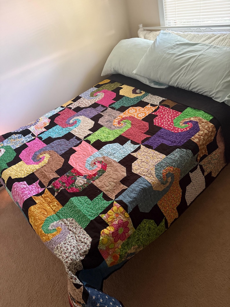 Cats Handmade Quilt | Colorful Cat Patchwork Quilt | Large Reversible ...